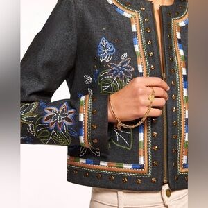 Ramy Brook Black Embroidered Jean Jacket size S